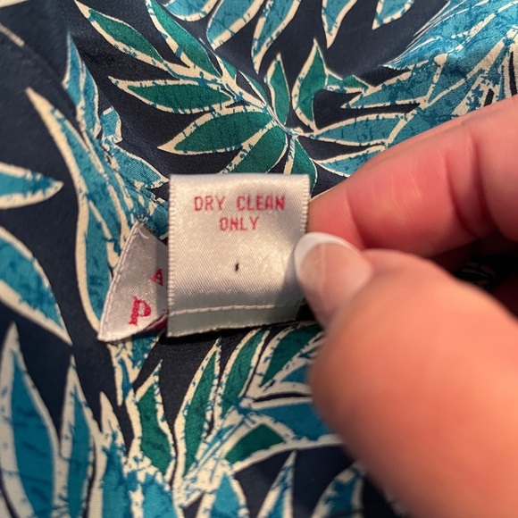 Adrianna Papell Vintage 100% Silk Wrap Tie Midi Dress Size 8| Teal Blue Tropical - Picture 8 of 9